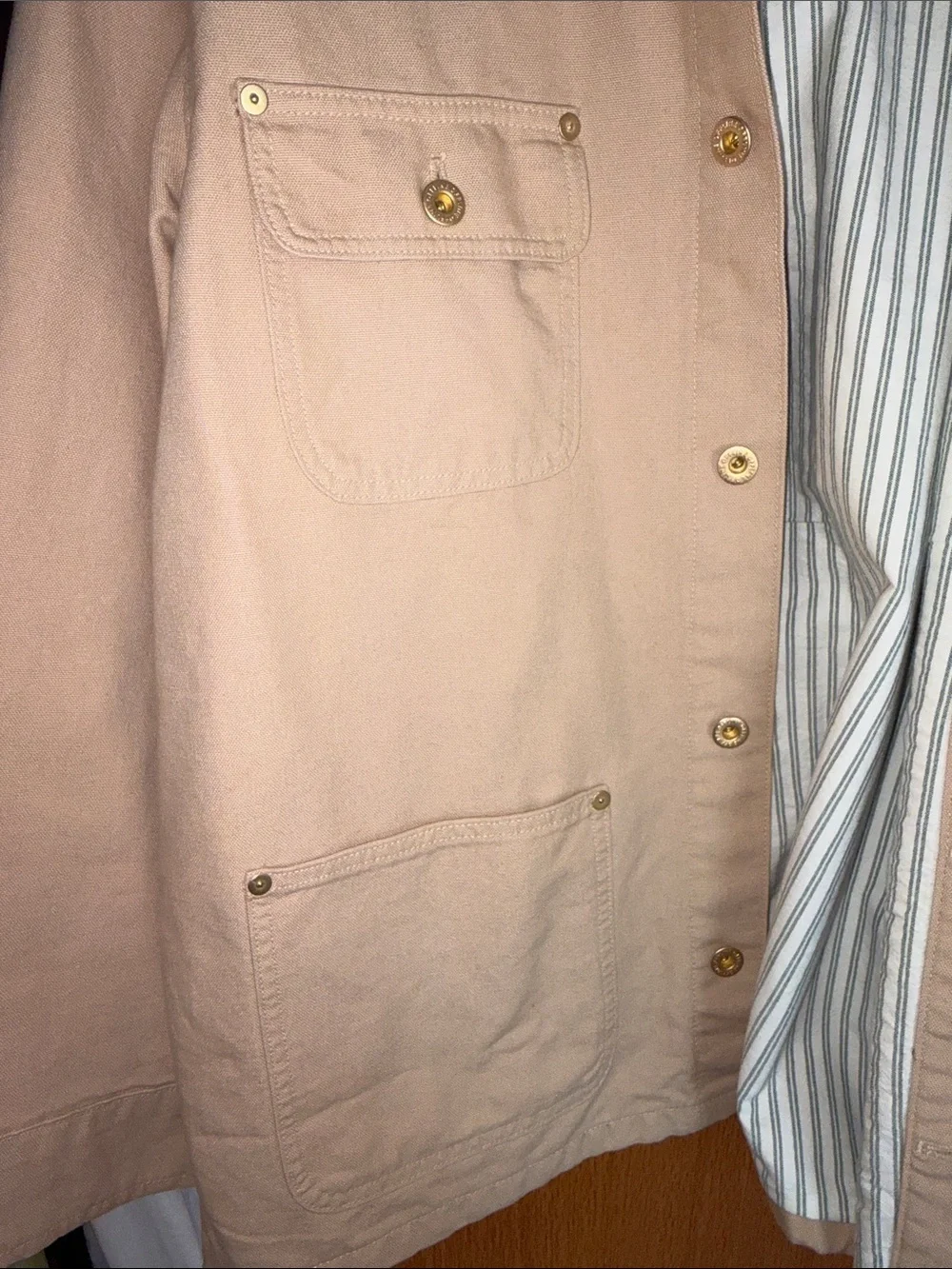 Utility Jacket with Contrast Corduroy Collar - Tan - Picture 5 of 9
